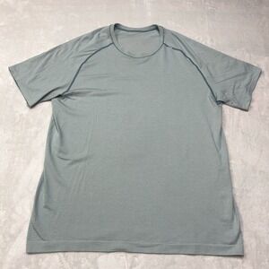 Lululemon Men's Metal Vent Tech Short Sleeve‎ Shirt Green Striped Tee Workout XL